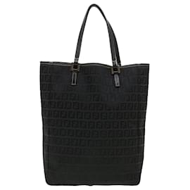 Fendi-FENDI Zucchino Canvas Tote Bag Black Auth rd4638-Black