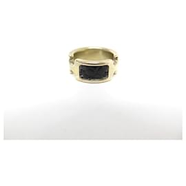 Hermès-HERMES OLYMPE PM H RING500058FD89M T53 IN METAL AND LEATHER MADAME NOIR RING-Black