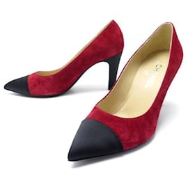 Chanel-NEW CHANEL SHOES PUMPS GABRIELLE COCO G33085 39.5 SUEDE SHOES-Red