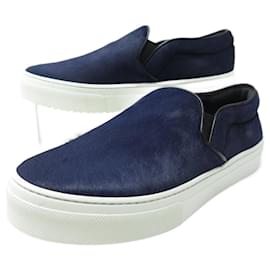 Céline-NOVOS TÊNIS CELINE SLIP ON 313653 CESTA 37.5 SAPATOS DE COURO AZUL-Azul