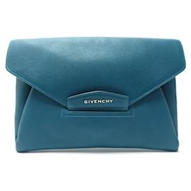 Givenchy-NEUE HANDTASCHE GIVENCHY POUCH ANTIGONA IN HANDTASCHE AUS BLAUEM genarbtem Leder-Blau