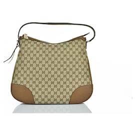 Gucci-Gucci Sac à main en cuir beige et tissu Original GG Mod. 449244 KY9Lg-Beige
