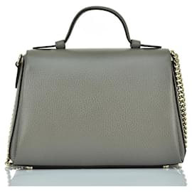 Gucci-Gucci Hand Bag Gray Logo Leather Dollar Calf Mod. 510302 CAO0g 002-Grey