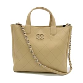 Chanel-CC Quilted Caviar Shopping Tote AS0169-Beige