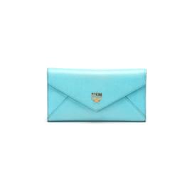 MCM Leather Envelope Wallet Blue
