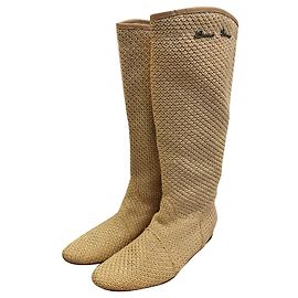 Botas Ermanno Scervino de ráfia e couro bege Bege