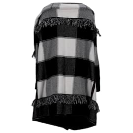Burberry-Burberry Checked Fringe Coat in Black and White Wool-Multiple colors