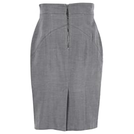 Burberry-Burberry Midi Pencil Skirt in Gray Cotton-Grey