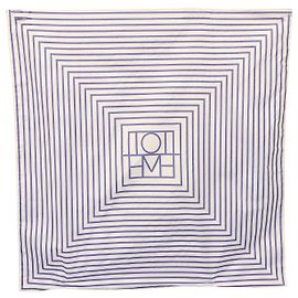 Sciarpa Totême Signature Monogram in seta blu Altro