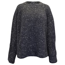 Totême Grobstrick-Übergröße-Pullover aus schwarzer Wolle Schwarz
