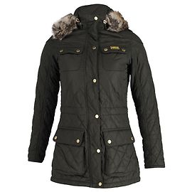 Jaqueta acolchoada com capuz Barbour International Enduro em poliéster verde Verde Caqui
