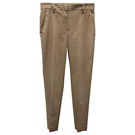 Brunello Cucinelli-Brunello Cucinelli Monili Belt Loop Trousers in Khaki Cotton-Green,Khaki