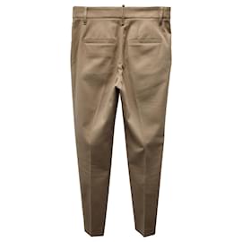 Brunello Cucinelli-Brunello Cucinelli Monili Belt Loop Trousers in Khaki Cotton-Green,Khaki