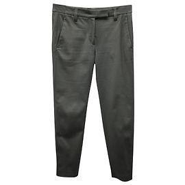 Brunello Cucinelli Pantalone Classico in Cotone Oliva Verde Verde oliva