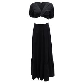 A.L.C BEIM.l.C  2Einteiliges Maxikleid aus schwarzer Bio-Baumwolle Schwarz