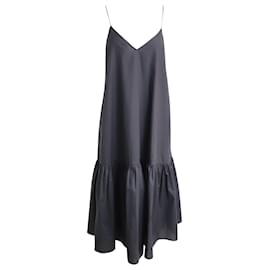 Anine Bing-Anine Bing Averie Vestido midi sem mangas em algodão preto-Preto