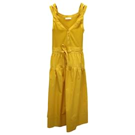 Ulla Johnson-Ulla Johnson Lilith Midi Dress in Yellow Cotton-Yellow