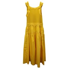 Ulla Johnson-Ulla Johnson Lilith Midi Dress in Yellow Cotton-Yellow