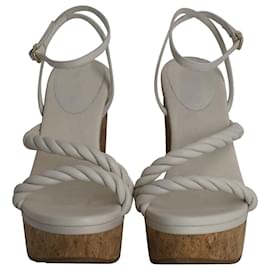 Jimmy Choo-Jimmy Choo Diosa Wedge Sandals 130 in white leather-White