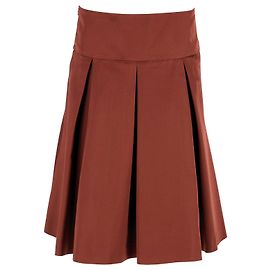 Hugo Boss Box-Plissee-Midirock aus ockerbraunem Polyester Braun Rot