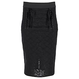 Dolce & Gabbana-Dolce & Gabbana Midi Pencil Skirt in Black Lace-Black