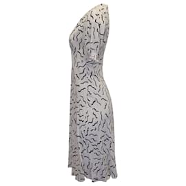 Diane Von Furstenberg-Diane Von Furstenberg V-Neck Printed Midi Dress in White Viscose-Other