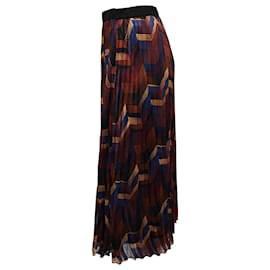 Ba&Sh-Ba&sh Zigzag Print Pleated Midi Skirt in Multicolor Polyester-Other