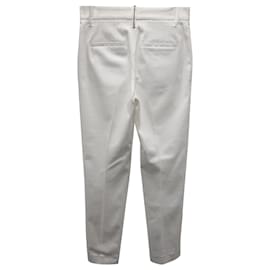 Brunello Cucinelli-Brunello Cucinelli Pantalon à passants de ceinture Monili en coton blanc-Blanc