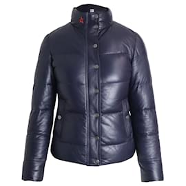 Autre Marque-Perfect Moment Quilted Puffer Jacket in Navy Blue Lambskin Leather-Blue,Navy blue