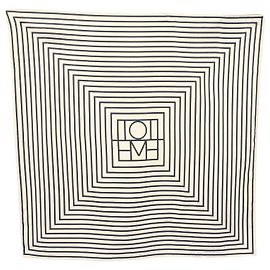 Sciarpa Totême Signature Monogram in seta blu navy Blu navy