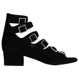 Saint Laurent-Saint Laurent Babies Strappy Sandals in Black Suede-Black