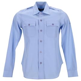Balenciaga-Balenciaga Button-down Shirt in Blue Cotton-Blue,Light blue