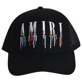 Boné de caminhoneiro com logo Amiri Paint Drip Core em algodão preto Preto