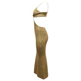 Cult Gaia-Cult Gaia Serita Cut-Out Knit Maxi Dress in Gold Cotton-Golden