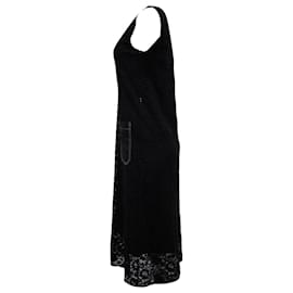 Joseph-Joseph Sleeveless Midi Dress in Black Silk-Black