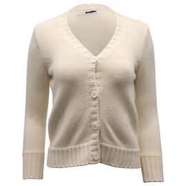 Jil Sander Cardigan aus cremefarbenem Kaschmir Weiß Roh