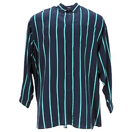 Balenciaga Striped Shirt in Navy Blue Polyester Blue Navy blue