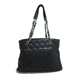 Chanel-CC Quilted Caviar Chain Tote Bag A50995-Black