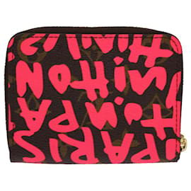 Louis Vuitton-LOUIS VUITTON Monogramm Graffiti Zippy Geldbörse Rosa LV Auth yk6370-Pink