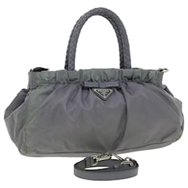 Prada-Prada Hand Bag Nylon 2way Gray Auth 40251-Grey