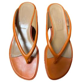 Hermès-Low heel sandals-Orange