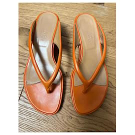Hermès-Low heel sandals-Orange