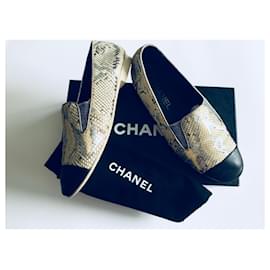 Chanel-Mocassins de pele de cobra CC-Multicor