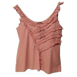 Blusa Jil Sander in cotone rosa con volant Rosa