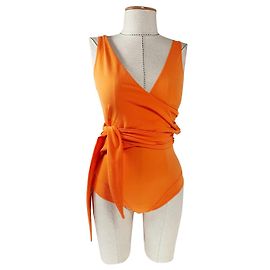 Maiô Lisa Marie Fernandez Dree Louise efeito envelope laranja Laranja
