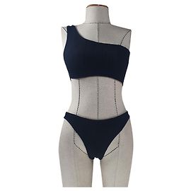 Autre Marque HUNZA G Nancy Crinkle Bikini One-shoulder Black Black