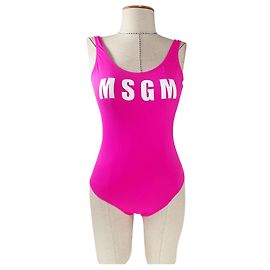 Traje de baño rosa Msgm con logotipo delantero Rosa