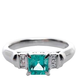 & Other Stories-Platinum Emerald Ring-Silvery