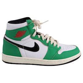 Nike-Nike Air Jordan 1 Retro High OG em couro 'Lucky Green'-Verde
