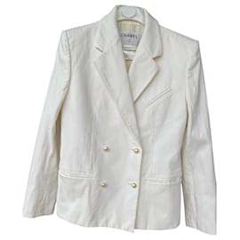 Chanel-Blazer de primavera de Chanel/camiseta de verano42-Blanco roto